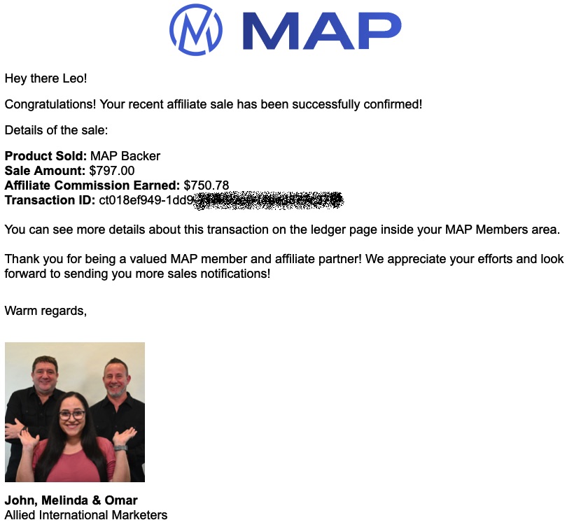 MAP Commission Proof Screenshot